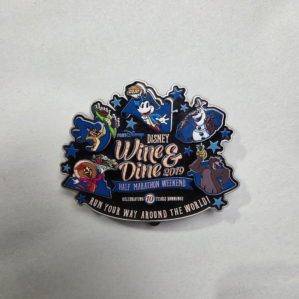 Disney Pin Unisex OS Blue Wine & Dine 2019 Half Marathon LE 500 10 Years Running